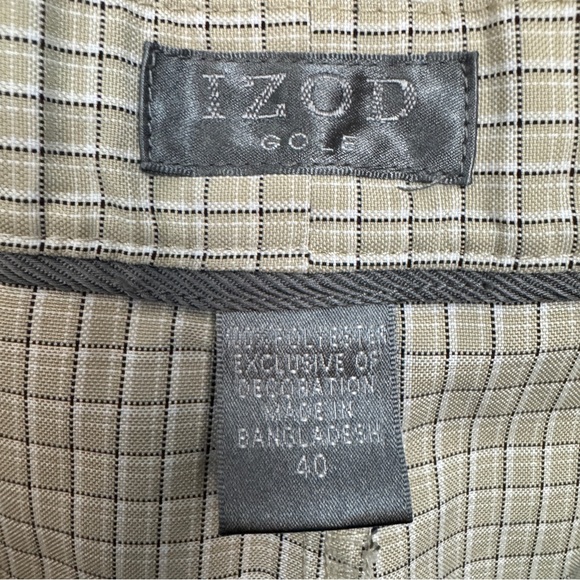 Izod Golf Men’s Size 40 Beige Check Stretch Flat-Front Chino Shorts - Picture 5 of 7